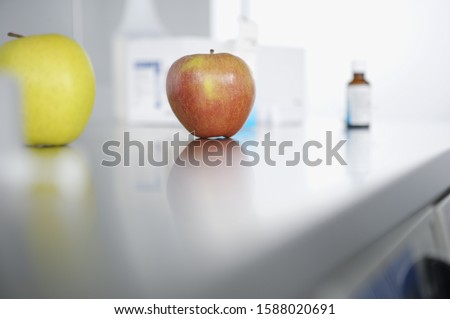 Close up of apples on counter in doctors office