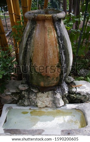 Fountain in garden at Ernest Hemingway’s Home and Museum, Whitehead Street, Key West, Florida, United States