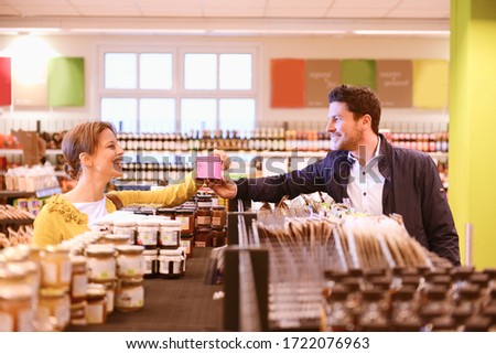 Customers shopping in an organic grocery store