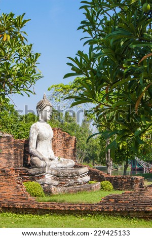 SAMUT PRAKAN , THAILAND - NOVEMBER 28 : Buddha statue reproduce from original in Sukhotai  on November 28 , 2008 in Ancient Siam , Samut Prakan , Thailand. Ancient Siam is name \