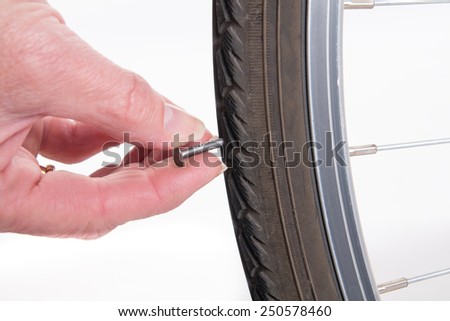 Nail stuck in the tire of the bike resulting in a lack of air in the wheel