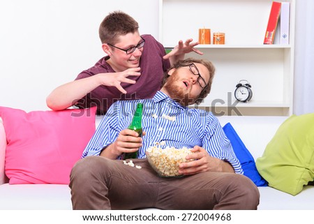 Joke at a party when guy is sleeping