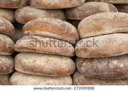 Loaves of bread in a bakery