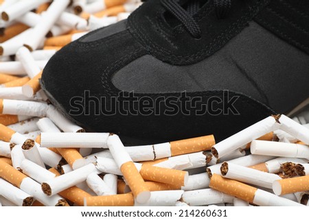 Enough! Quit Smoking! Man trying to quit smoking. Conceptual image. Closeup.