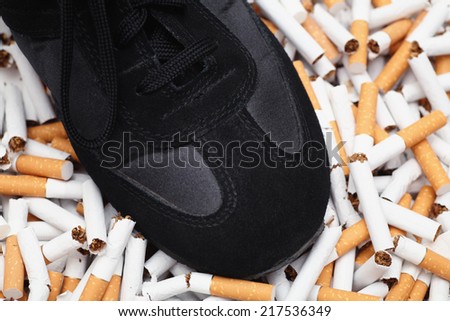 Enough! Quit Smoking! Person trying to quit smoking. Conceptual image. Closeup.