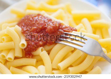 Organic Corn Pasta with tomato sauce. Gluten Free Product.