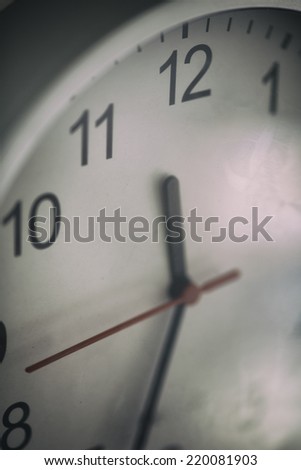 Dirty clock on the wall. Light film noise effect.