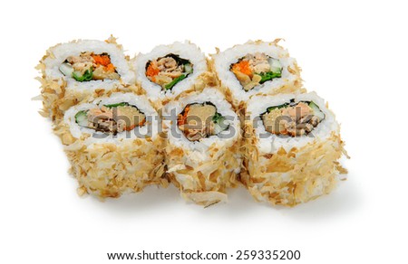 sushi roll with baked salmon
