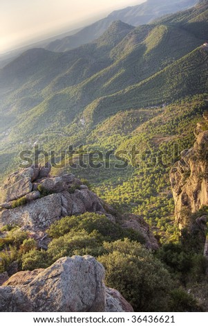 Mediterranean mountainous landscape in Nature Reserve in Valencian Community. (Spain)