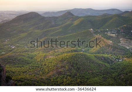 Mediterranean mountainous landscape in Nature Reserve in Valencian Community. (Spain)