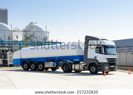 Truck with fuel at the plant