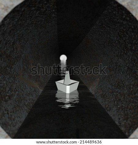 boat floats in the pipe to meet the future is not known
