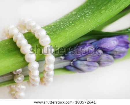 violet flower with pearls. Flowers for the Bride.