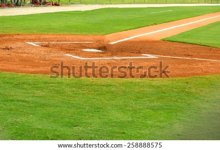 home plate and batters box at a baseball field
