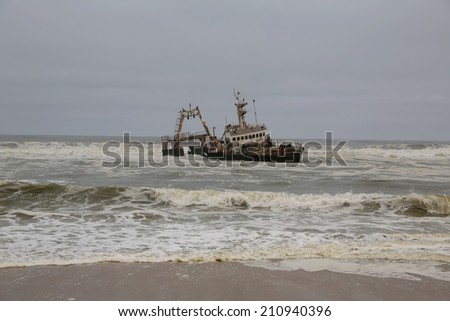 Shipwreck on the skeleton coast, Namibia, Africa