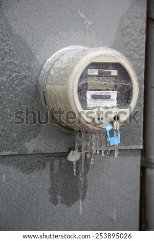 Ice storm covered meter after freezing