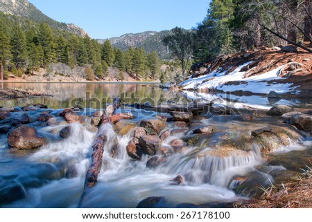 Spring flowing stream in Dixie National Forest, Pine Valley Utah