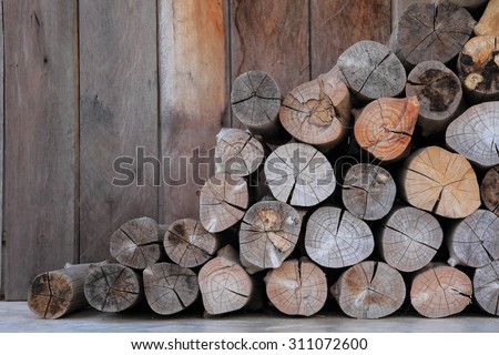 A pile of wood in the cabin storage of peasant agriculture