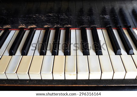 vintage piano keyboard with ivory keys