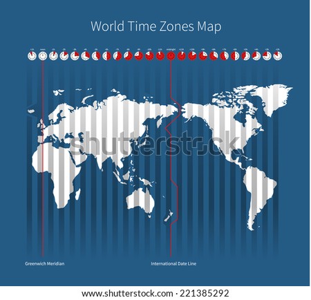 World Time Zones Map on blue background World Time Zones Map on blue background
