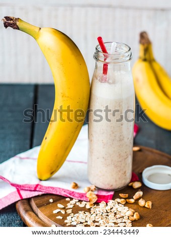 banana smoothie with oatmeal and nut paste,vegetarian breakfasts