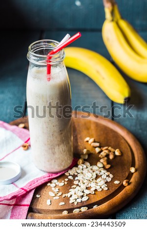 banana smoothie with walnut paste,vegetarian breakfast