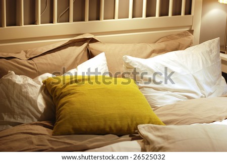 stock photo:bed in a mess