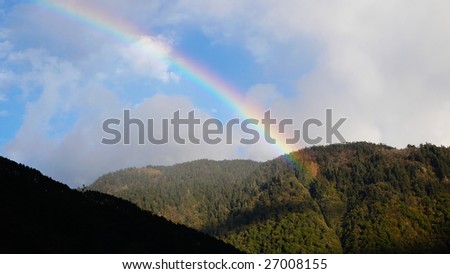 Rainbow over the mountains,Tibet,China