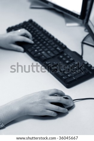 human hands doing some computer work