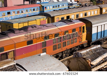 colorful train bogie at station