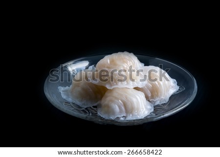 Steamed shrimp dumplings On Black Background