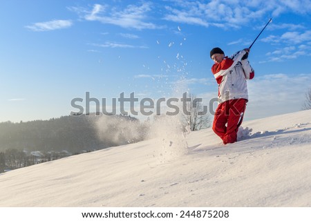 winter golf in the snow