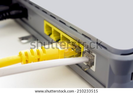 Network cables plugged in the router