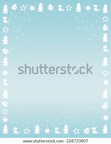 White winter frame ornaments. Christmas background.