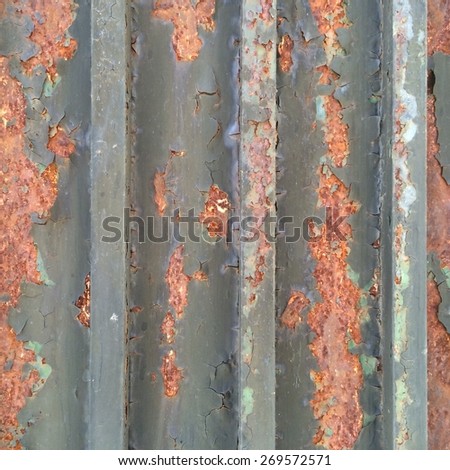Corrugated sheet metal with rust. Rust texture background