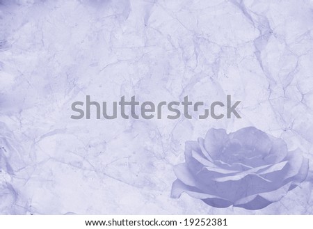 Abstract vintage background (blue old paper with a rose in the corner)
