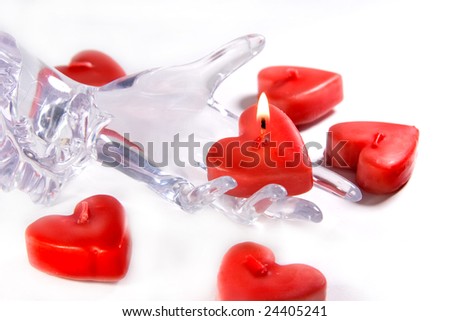 love heart on hand. stock photo : Red heart shaped