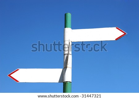 Blank old sign post with two arrows (with empty space for your text)