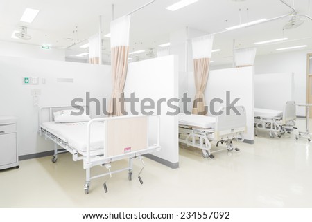 NAKHONRATCHASIMA, THAILAND - November 15, 2014: Hospital room with beds and comfortable medical equipped in a modern hospital, November 15, 2014 in Nakhonratchasima, Thailand.