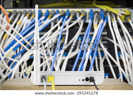 Wireless modem router with cable connecting on the local area network
