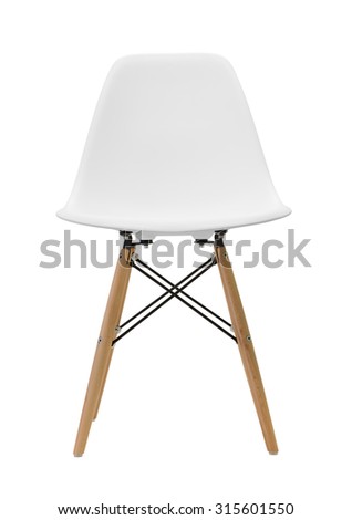 White wooden leg chairs isolated on white background
