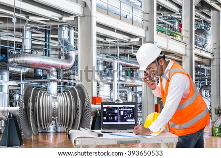 Electrical engineer working at modern thermal power plant