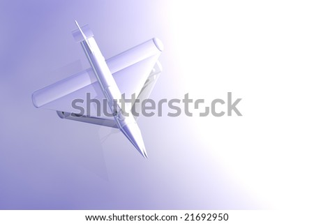 The silver plane on a white-lilac background