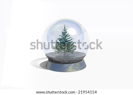The magic sphere with fir, is isolated on a white background