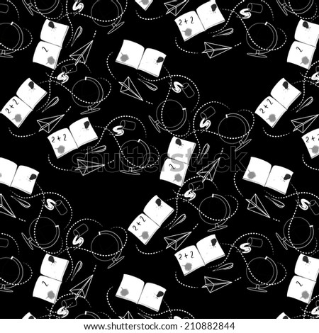 Time student seamless pattern
