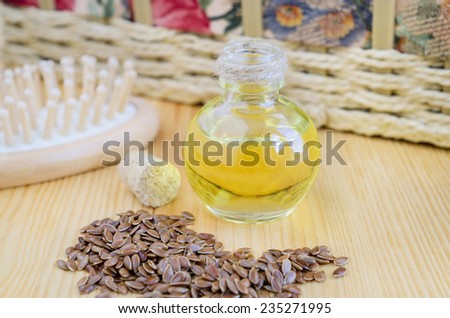 Small bottle of flax seed oil