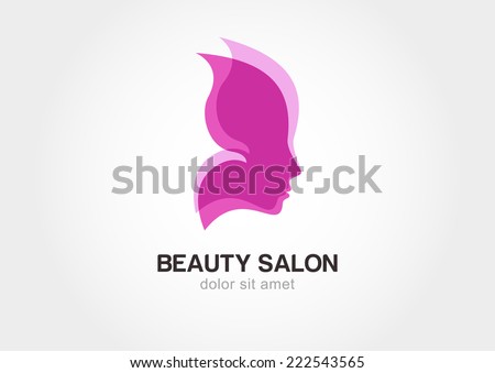 Woman's face in butterfly wings. Abstract design concept for beauty salon. Vector logo template.