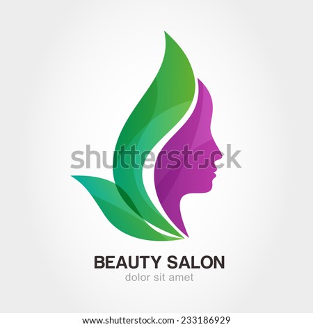 Woman\'s face in flower leaves. Abstract design concept for beauty salon, massage, cosmetic and spa. Vector logo design template.