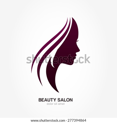 Beautiful woman\'s profile face with streaming hair. Vector logo design template. Abstract design concept for beauty salon, massage, cosmetic and spa, international women day.