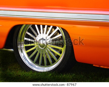 orange car and tire